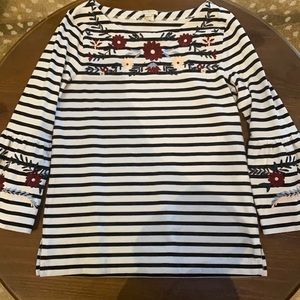 J. Crew Bell Sleeve Embroidered Top